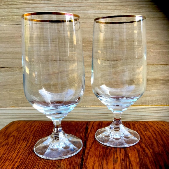 Other - Two Lead Crystal Tea Glasses w Painted Gold Rims